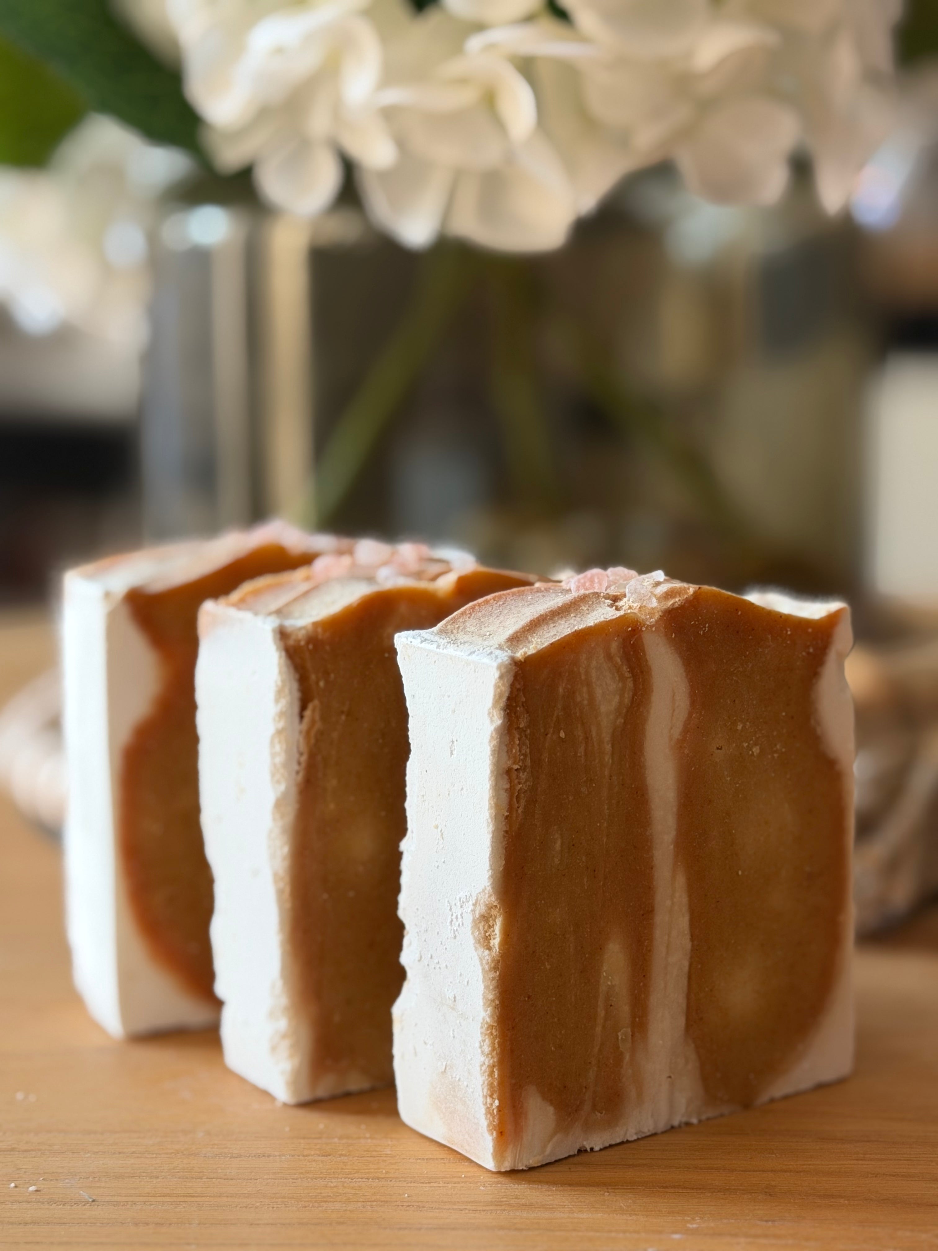 Turmeric Glow & Himalayan Salt Tallow Soap Bar (120g – 130g) | Kojic Acid, Papaya Seed Oil & Rice Starch Exfoliating Bar | Handcrafted UK