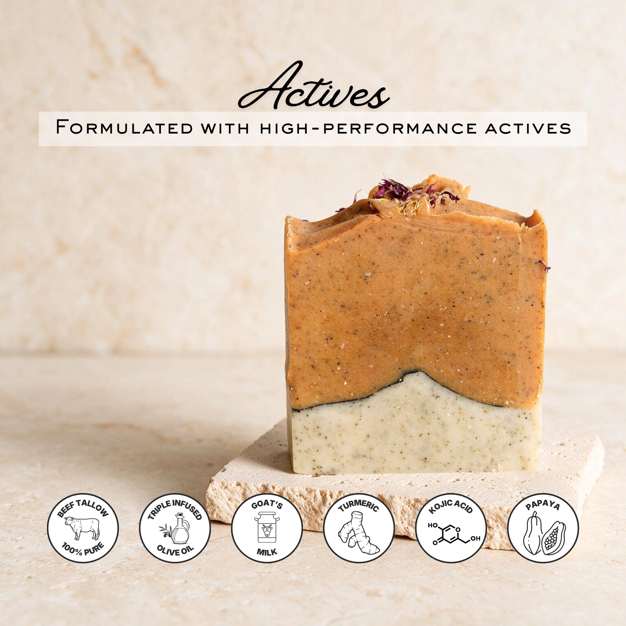Turmeric Glow - Triple Brightening Turmeric, Kojic and Papaya Triple Infused Tallow Bar Soap