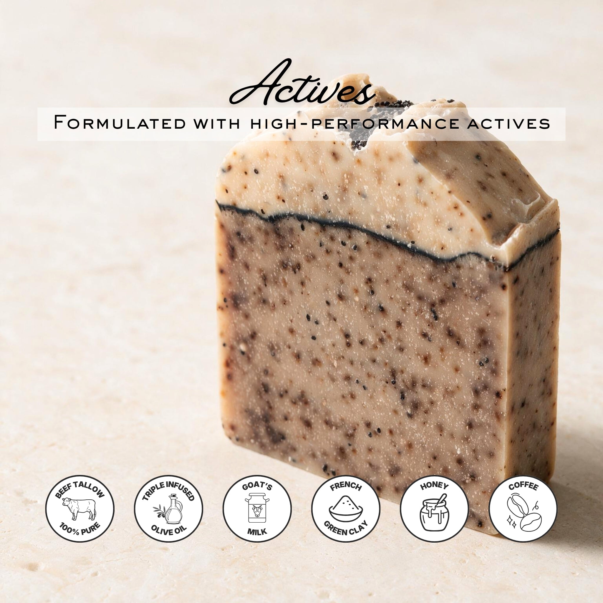 Espresso - Exfoliating Coffee Rough and Bumpy Skin Triple Infused Tallow Bar Soap
